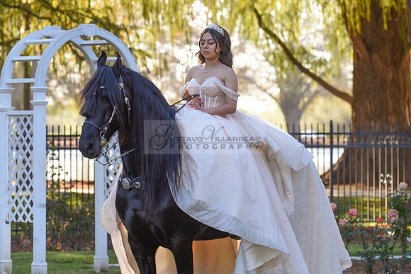 Quinceanera photoshoot at Rose Garden in Riverside Ca. Sesion de fotos en caballos, Gustavo Villarreal Photography, 323-633-8283