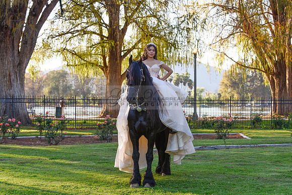 Quinceanera photoshoot at Rose Garden in Riverside Ca. Sesion de fotos en caballos, Gustavo Villarreal Photography, 323-633-8283