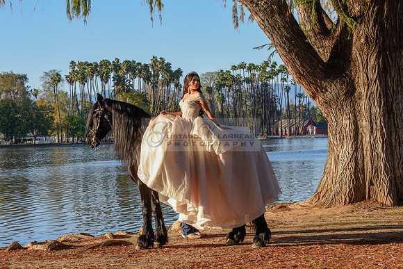 Quinceanera photoshoot at Rose Garden in Riverside Ca. Sesion de fotos en caballos, Gustavo Villarreal Photography, 323-633-8283