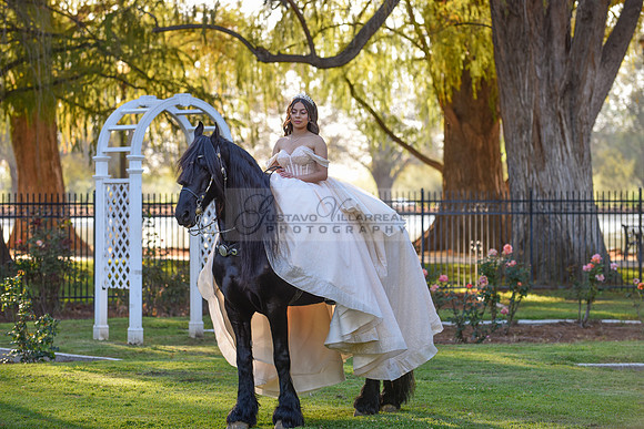 Quinceanera photoshoot at Rose Garden in Riverside Ca. Sesion de fotos en caballos, Gustavo Villarreal Photography, 323-633-8283