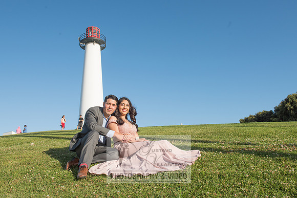 Alejandro and Monique engagement photos at Long beach Harbor Lighthouse, 323-633-8283, www.gustavovillarreal.com