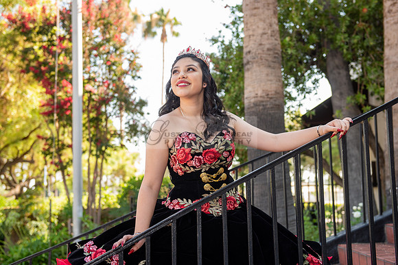 Katelynn Ramirez, Quinceaneras charro dress photo session at  San Gabriel Mission in San Gabriel Ca.