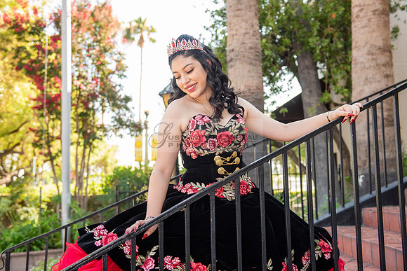 Katelynn Ramirez, Quinceaneras charro dress photo session at  San Gabriel Mission in San Gabriel Ca.