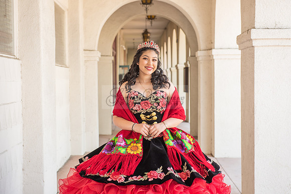 Katelynn Ramirez, Quinceaneras charro dress photo session at  San Gabriel Mission in San Gabriel Ca.