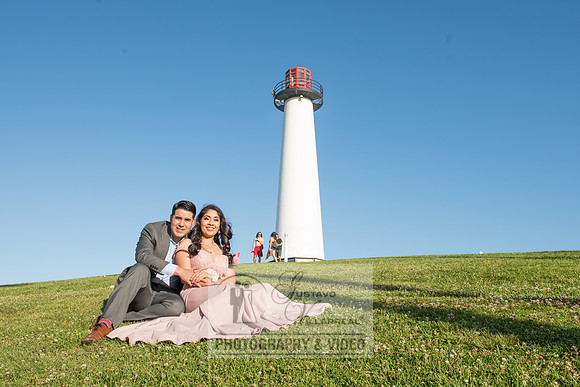 Alejandro and Monique engagement photos at Long beach Harbor Lighthouse, 323-633-8283, www.gustavovillarreal.com