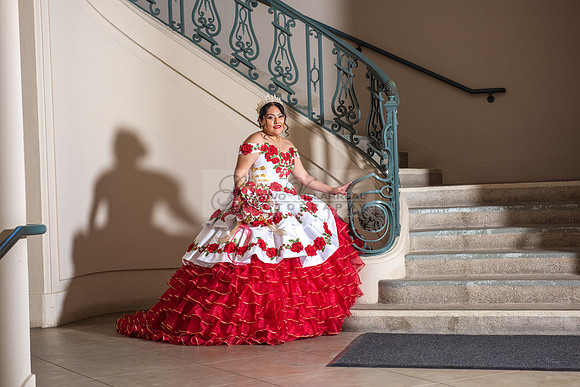 Estephanie Cristal Quinceanera photo shoot ideas, video in Pasadena City Hall in Pasadena Ca. Home reception, 323-633-8283