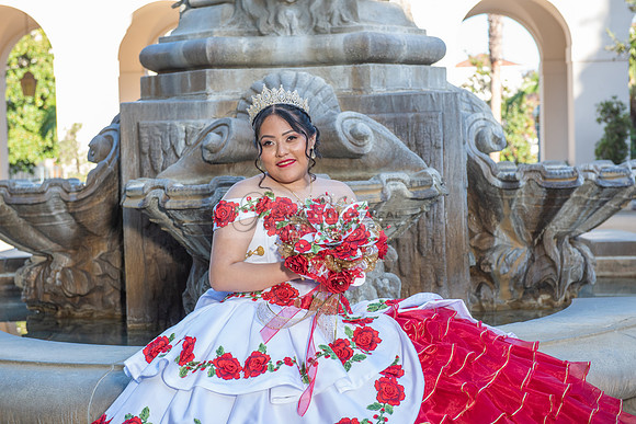 Estephanie Cristal Quinceanera photo shoot ideas, video in Pasadena City Hall in Pasadena Ca. Home reception, 323-633-8283